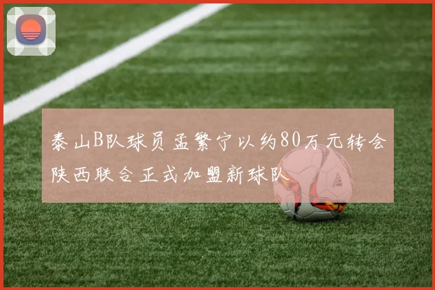 泰山B队球员孟繁宁以约80万元转会陕西联合正式加盟新球队